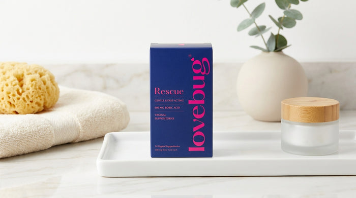 Vaginal boric acid suppositories without dyes or artificial fragrances