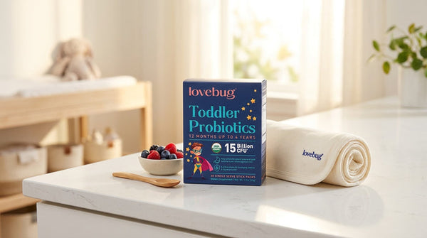 Which probiotic supplement should I choose for my 2-year-old with frequent tummy troubles?